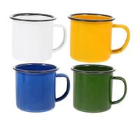 YARNOW 4pcs Enamel Camping Coffee Mugs Set Vintage Retro Multifunctional Drinking Cups Easy to Clean Portable Outdoor Activities and Indoor Use Random Color