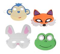 YARNOW 4Pcs Eva Animal Cosplay Masks Lightweight Cartoon Half Face Mask for Halloween Carnival Masquerade Party Favors with Elastic Strap Monkey Panda Brown Bear Tiger