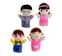 YARNOW 4pcs Family Hand Puppet Dolls Soft Cloth Material Educational for Storytelling Early Childhood Play with Cartoon Mom Dad Boy Girl Characters