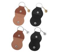 YARNOW 4pcs Guitar Pick Bag Holder Portable Picks Storage Pouch Box Pu for Music Players Keychain Angel Wings Charm Black Brown Gold Silver