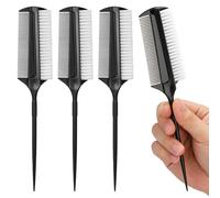 YARNOW 4pcs Hair Dying Accessory Kit Double Sided Plastic Brushes with Short Bristles for Parting and Ballroom Dancing Hair Styling