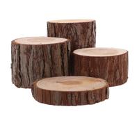 YARNOW 4pcs Hamster Cage Stake Tree Stump Decor Natural Wood Log Slices Small Animal Habitat Toy for Pet Cage Setup Creative Theme Decoration