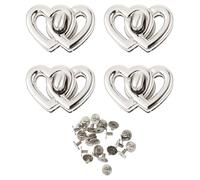 YARNOW 4pcs Heart Shape Turn Locks Bag Accessories Metal Purse Lock Alloy Double Heart Shape Easy to Install and Use for DIY Graduation Festival Projects