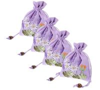 YARNOW 4pcs Linen Brocade Jewelry Bags Lavender Embroidered Drawstring Pouches 11x14cm Small Chinese Brocade Present Pouch for Jewelry and Wrapping