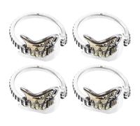 YARNOW 4Pcs Men'S Adjustable Electric Guitar Rings Punk Rock Music Finger Bands Gothic Jewelry Set for Music Lovers, Statement Cool Rings for Men, Stylish Goth Accessories