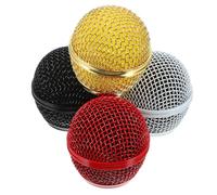 YARNOW 4Pcs Microphone Head Mesh Grill Replacement Metal Mic Cover Set Black Gold Red White for Wireless Mic Accessories and Cordless Parts