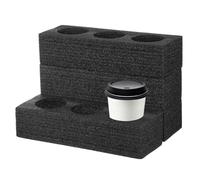 YARNOW 4Pcs Milk Tea Cup Holders, 3 Hole Beverage Carrier Tray for Takeaway Service, Pearl Cotton Foam Drink Caddy for Coffee Smoothies, Portable Cup Holder for Camping Travel Office