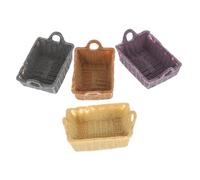 YARNOW 4pcs Mini Basket Model Dollhouse Doll House Small Wicker Basket Wicker Mini Home Miniature Bread Basket Model Little Mini Shopping Basket Mini Bread Basket Resin