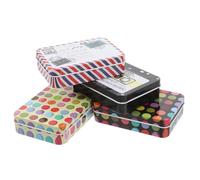 YARNOW 4pcs Mini Portable Rectangular Tinplate Boxes with Metal Lids Lightweight Storage Containers for Cards and Small Items, Creative Design for Home and Use