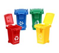 YARNOW 4Pcs Mini Wheelie Bin, Miniature Sorting Trash Can Model, 1:12 Scale Dollhouse Recycling Bin with Lids for Micro Scene Ornament
