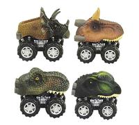 YARNOW 4pcs Pull Back Dinosaur Car for Friction Powered Mini Vehicles Early Learning Educational Safe Non Battery Operated Dinosaur Model Cars for Boys