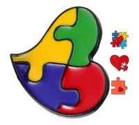 YARNOW 4pcs Rainbow Puzzle Brooches Metal Lapel Pins for Autism Awareness Jigsaw Badge Decorative Clothing and Bag Accessories Support Neurodivergent Symbol