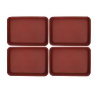 YARNOW 4pcs Rectangular Planter Pot Tray with Thick Solid Construction | Smooth Exterior Design, Stable Load Bearing for Succulent Pots and Planters, Protects Floors and Countertops