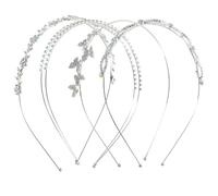 YARNOW 4pcs Rhinestone Bridal Headbands Set Double-layer Design Comfortable Wedding Hair Accessories for Brides at Bridal Showers and Formal Events Silver Alloy