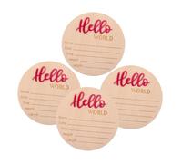 YARNOW 4pcs Rustic Wooden Birth Sign Card for Boys Girls Welcome Announcement Sign Nursery Decor for Newborn Arrival
