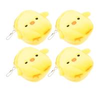 YARNOW 4Pcs Small Plush Yellow Chicken Coin Purse Set, Cartoon Chicken-Shaped Wallet Random Paw Color, Soft Lovely Change Pouch for Easter and Daily Use Random Color