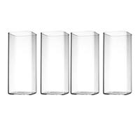 YARNOW 4pcs Tall Water Juice Drinking Glasses, Square Highball Water Glasses Clear Glass Cup for Milk Juice Wine