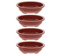 YARNOW 4pcs Thickened Oval Bonsai Planters, Indoor Household Flower Pots for Succulents and Bonsai Trees, Sturdy Flower Planting Pots Suitable for Indoor and Outdoor Gardening