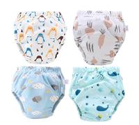 YARNOW 4pcs Training Pants Washable Cloth Diaper Breathable Learning Pants, Assorted Underwater World Blue Star Cloud Radish Penguin Patterns Random Color