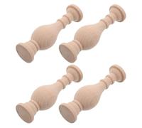 YARNOW 4pcs Unpainted Wooden Baluster Spindles with Polished Finish and Authentic Texture for Cabinet Post Repair and Railings, Traditional Roman Pillar Style Decoration, 3.89x1.10x1.10