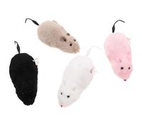 YARNOW 4pcs Wind up Plush Mouse Cat Set with Realistic Design, No Batteries Needed, Suitable for Biting, Chewing and Pouncing, for Cat and Pet Pranks or Party Fun