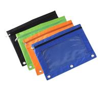 YARNOW 4pcs Zipper Binder Pouch Pencil Case with Wear-Resistant Oxford Cloth and Plastic Material, Easy to Use 3 Ring Binder Pocket for Office and School Supplies Storage