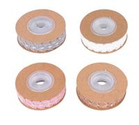 YARNOW 4roll Self-Adhesive Cotton Lace Ribbons Yards Each Slant Weaving Pattern Packaging Ribbon for DIY Crafting Party Decoration Gift Wrapping Mixed Colors Random Color