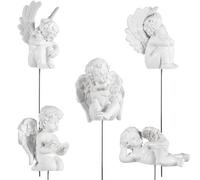 YARNOW 5 Pcs Angel Garden Stakes Cherub Statues Resin White Angelic Figurine for Potted Plants Flower Pot Decoration Outdoor Lawn Ornament Fairy Garden Accessories Miniature Cherubs