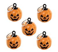 YARNOW 5 Pcs Pumpkin Bell Keyring Copper Collar Bell Orange Pumpkin-shaped Pet Collar Charm for Pet and Keychain Halloween Days Normal Days