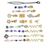 YARNOW 50pcs Blue Stone Braided Hair Clips for Women with Snake-shaped and Leaf-shaped Spiral Design, Easy to Use Metal and Plastic Hair Accessories Adding a Unique Ethnic Fashion Touch