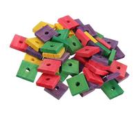 YARNOW 50pcs DIY Mixed Color Wooden Chip Parrot Toys Bird Bite Playthings Molar Chew Blocks for Pet Birds Cage Entertainment Random Color