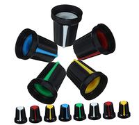 YARNOW 50pcs Electric Guitar and Bass Volume Control Knobs Potentiometer Caps 6mm Inner Diameter Mixed Red Yellow White Green Blue Shaft Knobs for Guitar Gear Accessories