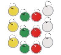 YARNOW 50pcs Reusable Key Ring Tags with Colourful Paper and Aluminium Labels Portable Key Tags for Luggage and Pets for Weddings and Parties Multi-use Colour Identifiers