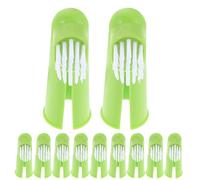 YARNOW 50pcs Small Pet Finger Toothbrushes for Dogs and Cats, Soft Food-Grade Silicone Dental Brushes, Green Finger Toothbrush Set for Travel and Household Oral Care