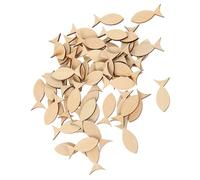 YARNOW 50pcs Unfinished Wood Cutouts Mini Wooden Fish Cutouts Wooden Chips Hanging Ornaments Rustic Delicate Khaki Multi-Purpose DIY Supplies for DIY Projects and Handicrafts