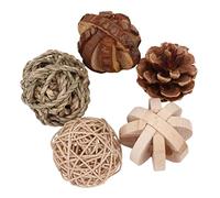 YARNOW 5pc Solid Wood Hamster Chew Toys Set Natural Branches for Pet's Teeth Grinding Safe Fun for Rabbits Chinchillas More