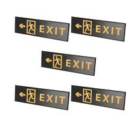 YARNOW 5pcs Acrylic Exit Sign Emergency Exit Signs Door for Office Black Vibrant Colors Self Adhesive Indoor and Outdoor Use Wall Applications for Office Buildings