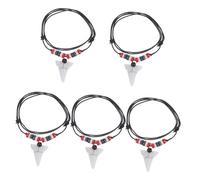 YARNOW 5pcs Adjustable Boho Vintage Beaded Shark Tooth Necklace with Faux Tribal Pendants Waxed Cord Surfer Jewelry for Men Women Party Favor Ethnic Style
