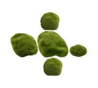 YARNOW 5pcs Artificial Mossy Stone Set with Flocking and Foam Material, Realistic Mossy Stone Shape for Dried Flower Arrangements and Flower Vases, Versatile Green Embellishment for Home