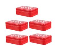 YARNOW 5pcs Camping Box Metal Medicine Storage Kit with Lid, Small Metal Tin Box Featuring Waterproof, Shockproof Design and Sos Marking for Outdoor Adventures and Emergency Preparedness