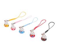 YARNOW 5pcs Compact Fortune Cat Phone Charms Copper Bell and Polyester Lanyard, Lovely Mobile Phone Decoration Pendant Keychain Gift for Friends and Family Random Color