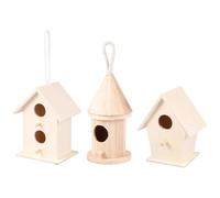 YARNOW 5Pcs DIY Wooden Bird Nest Set with Heart-Shaped, Double-Layer, Single-Layer, and Decorative Roof Designs, Pinewood Craft Birdhouses for Garden and Outdoor Bird Accessories