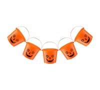 YARNOW 5pcs Halloween Pumpkin Treat Buckets with Convenient Handles, Lightweight Plastic Pumpkin Candy Pails Featuring Cute Smiling Faces in Autumn Garden