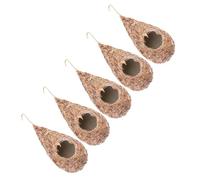 YARNOW 5Pcs Hanging Grass Woven Bird Nest Feeder Handmade Straw Bird Breeding Nest for Outdoor Garden Resting Hut