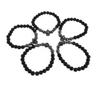 YARNOW 5pcs Men's Warrior Helmet Bracelet Black Frosted Stone Stretch Beaded Bracelet with Snug Fit and Resists Fading for Parties and Exploring City Streets
