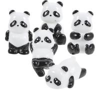 YARNOW 5pcs Mini Resin Panda Figures Cute Tiny Animal Figurines Decorative Accent for DIY Design, Panda Ornaments for Micro Landscape and Hanging Ornament Decoration