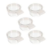 YARNOW 5pcs Multi-function Bird Feeder Acrylic Parrot Food Cup Reasonable Capacity Hanging Cage Feeder for Parrots and Birds