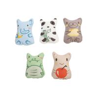 YARNOW 5pcs Plush Animal Cat Chew Set with Catnip, Interactive Teething Kitten Plush for Indoor Play, Sturdy Bite-resistant Pet Catnip Chew Including Panda, Elephant, Snake, Bear,