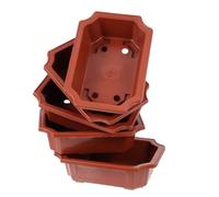 YARNOW 5pcs Red Rectangular Flower Pots Set, Retro Brick Red Ceramic-look Planters for Indoor and Outdoor Gardening, Thickened Decorative Plant Containers for Balcony and Nursery Use