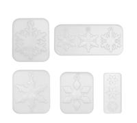 YARNOW 5pcs Snowflake Silicone Mold DIY Crystal Epoxy Mold, White, Lightweight Non-Stick Easy Clean Resin Casting Mould for Jewelry Pendants and Home Decorations, Winter Christmas